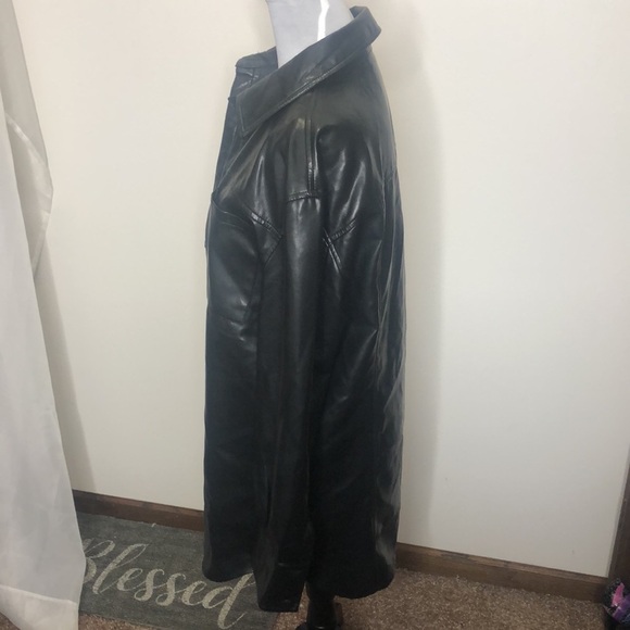 Bagatelle collection black faux leather pocketed long coat size medium​ - Picture 6 of 11